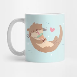 Cute Otter Loves Drinking Bubble Tea Mug